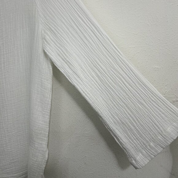 C & C California Nolan White Double Gauze Tunic Top Size M Side Splits Cotton - Picture 5 of 10